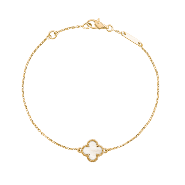 Yellow Gold Clover Sweet Mini Bracelet, Mother of Pearl